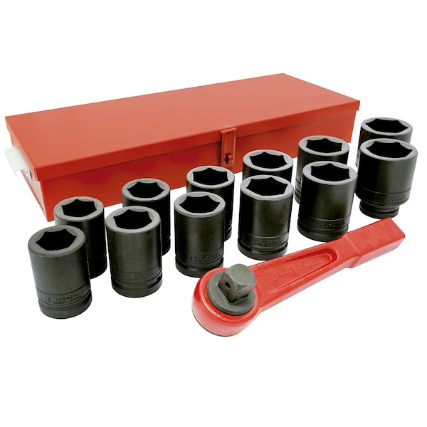 1" Drive Deep Socket, SAE, 14 pcs